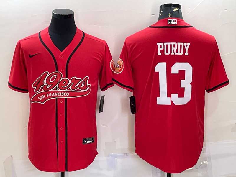 Men%27s San Francisco 49ers #13 Brock Purdy Red With Patch Cool Base Stitched Baseball Jersey->san francisco 49ers->NFL Jersey
